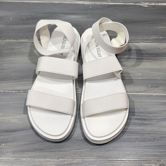 Olivia Miller Nicola Sandals Stretchy Strap Gladiator Flat Sandals White Size 9 - Picture 1 of 10